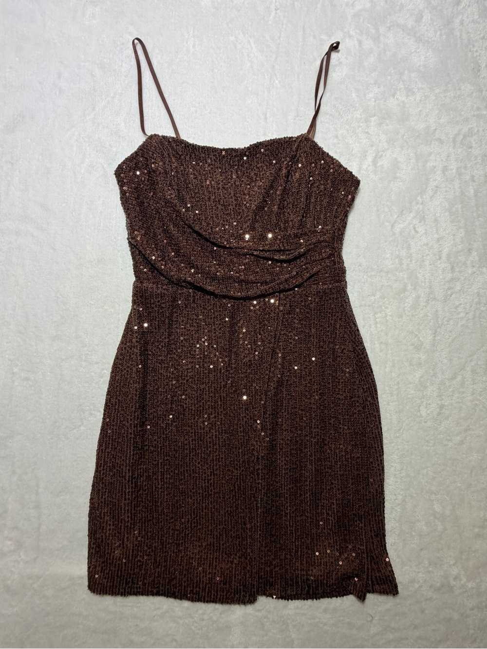 Trixxi Juniors Brown Sequin Cocktail Party Dress Size M Spaghetti Strap